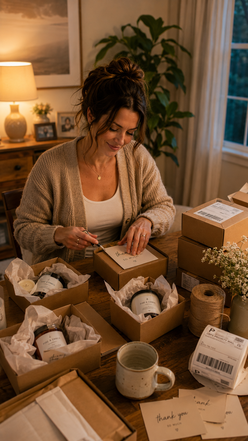 Packaged candles ready for drop-off